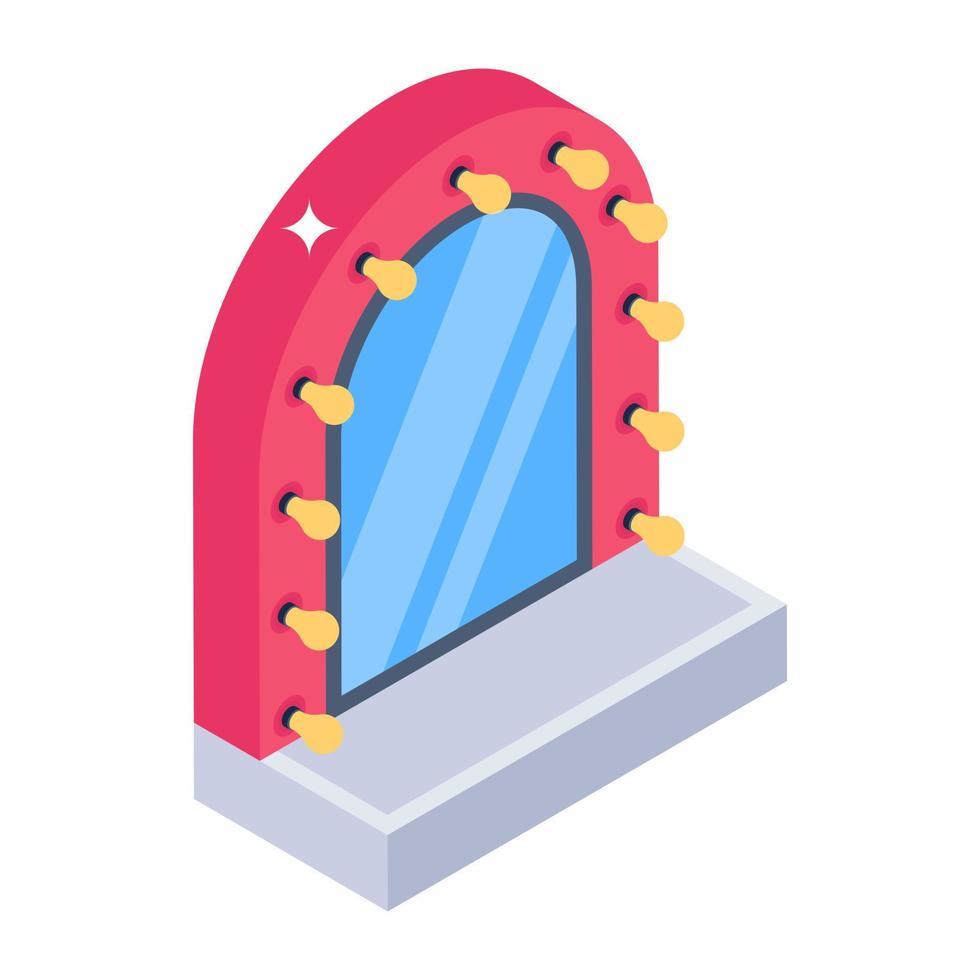 Isometric vector design of vanity mirror icon.