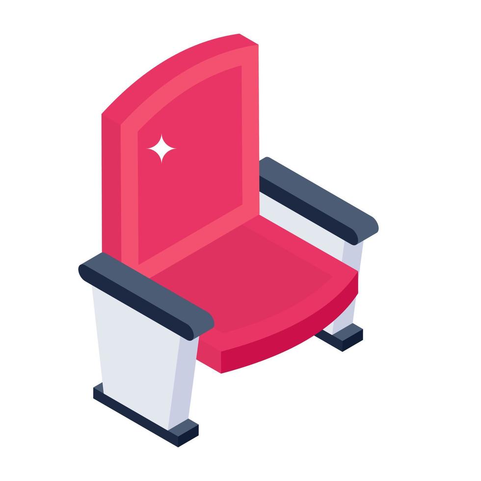 Cinema seat icon in isometric editable design vector