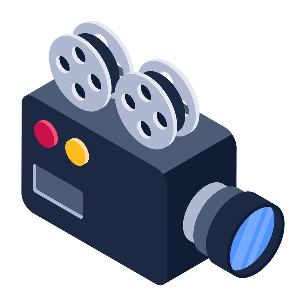 Video camera recorder, trendy style isometric icon vector