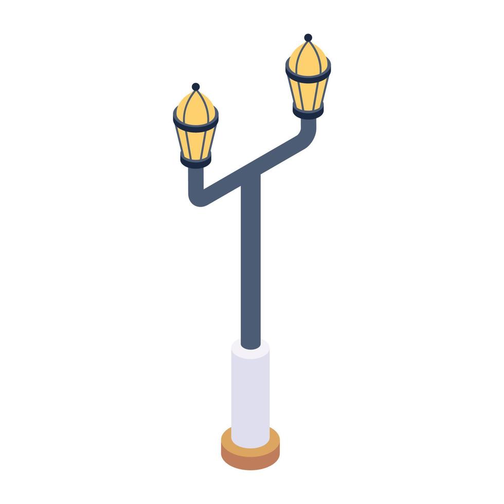 Editable isometric design of street lighting icon vector
