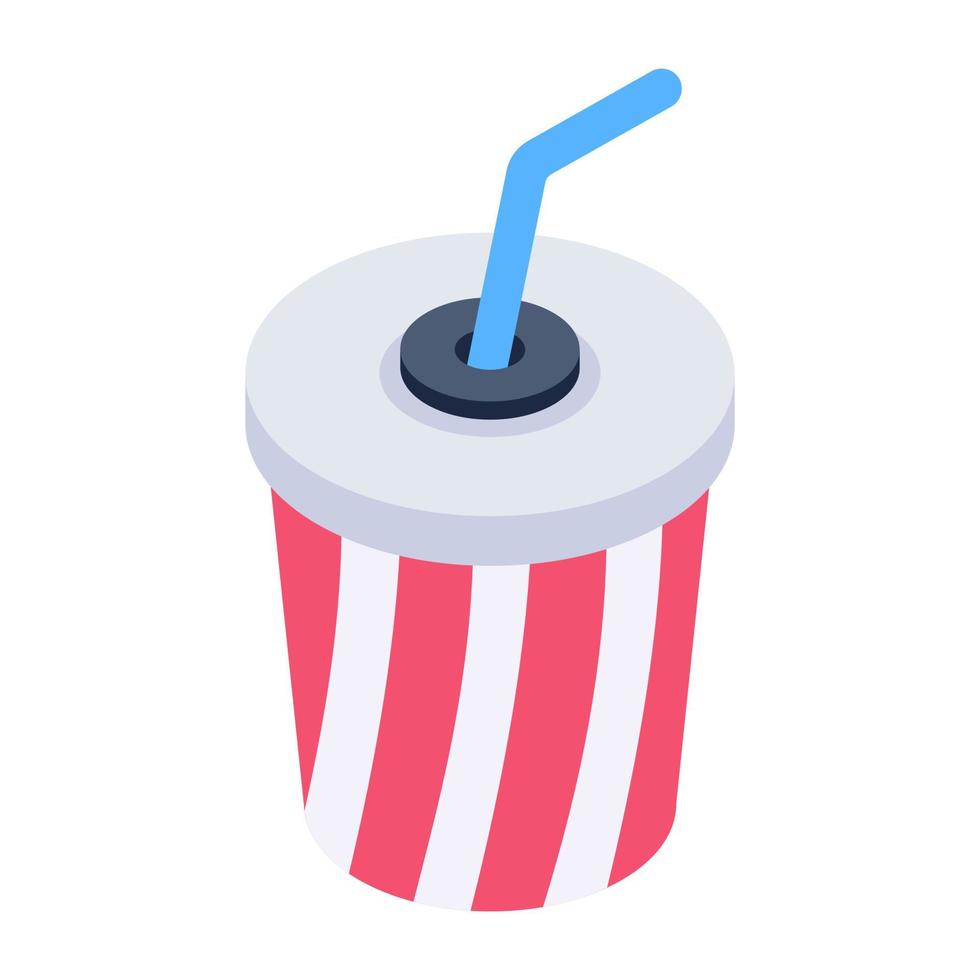 Cinema drink in isometric style icon, editable vector