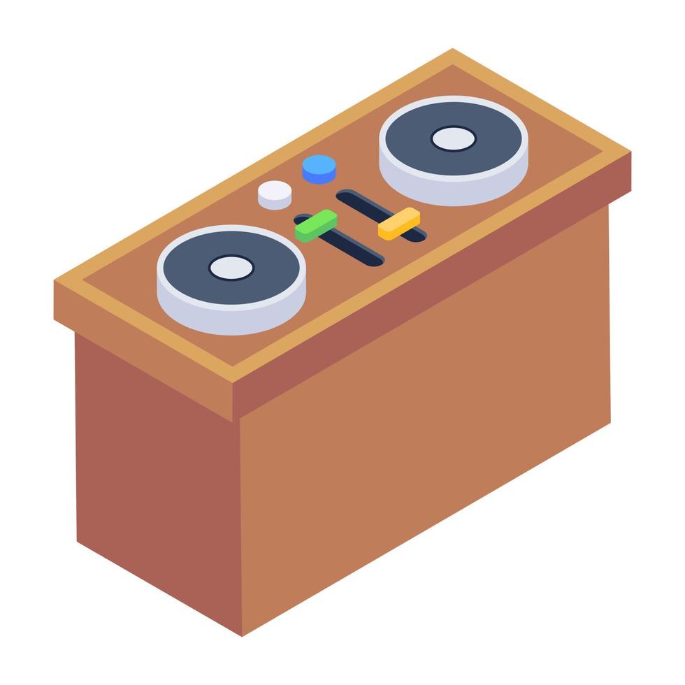 icono de estilo isométrico del mezclador dj, vector editable