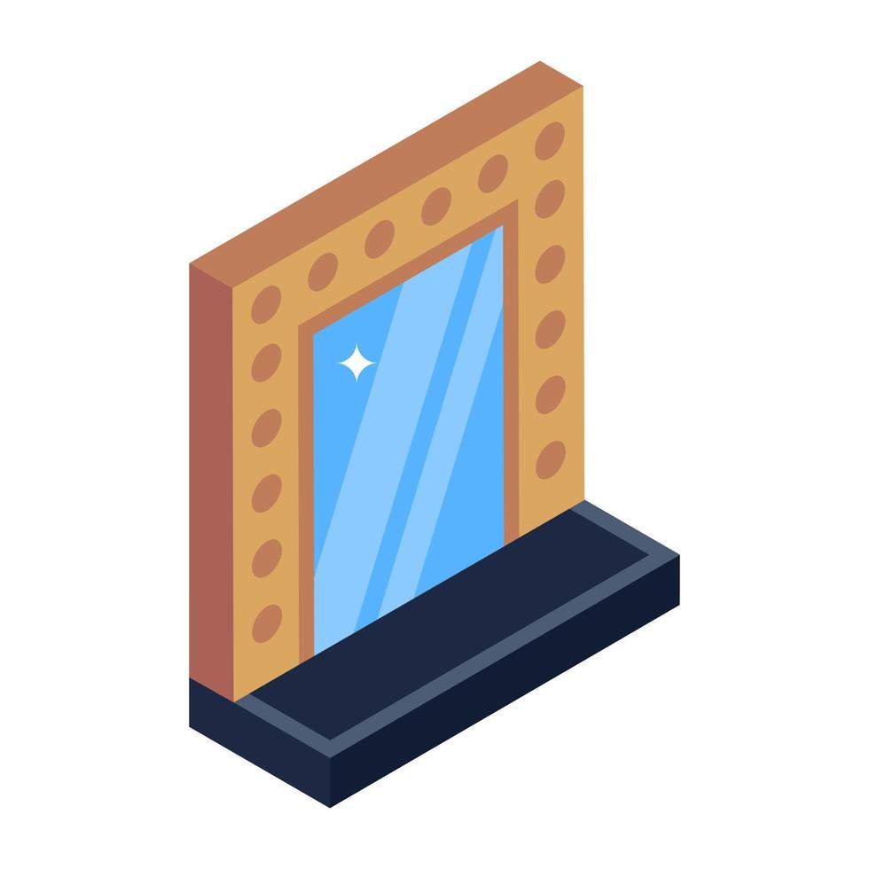 Isometric vector design of dressing mirror icon.