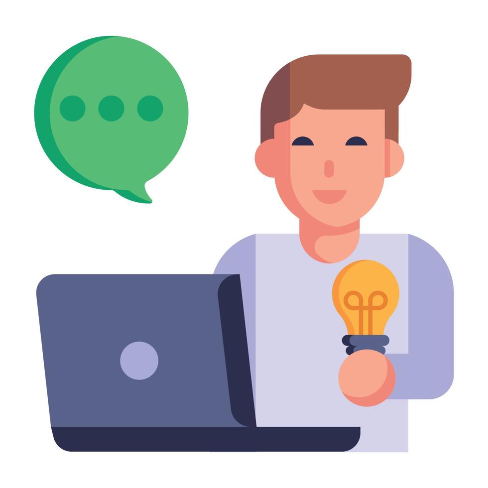 Person talking online, flat icon of game talk vector