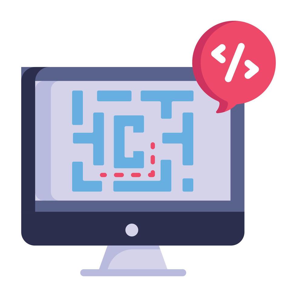 A trendy flat style icon of game coding. vector