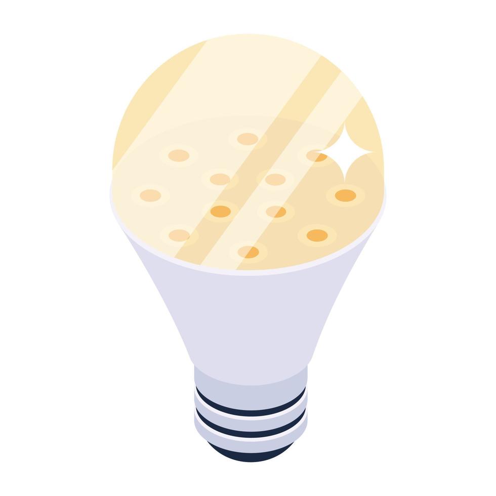 Energy saver light bulb icon, isometric design of led bulb vector