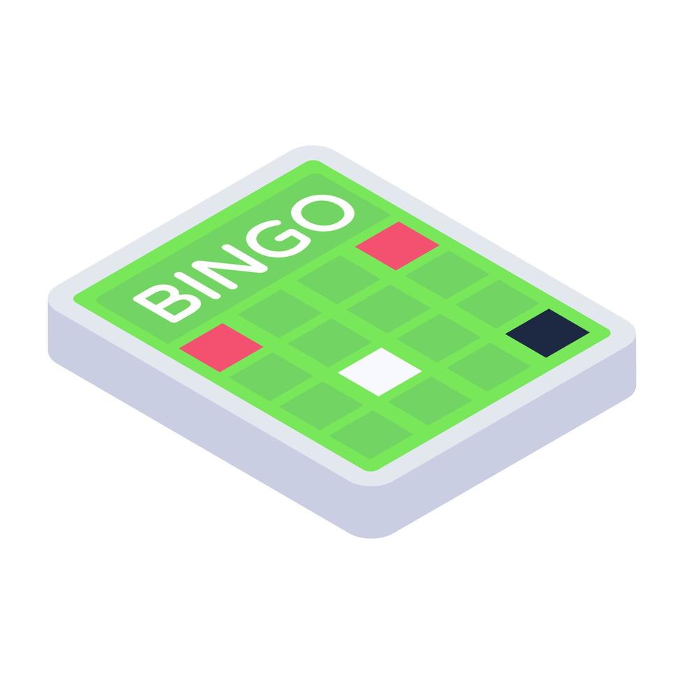 un icono de juego de bingo en diseño isométrico vector