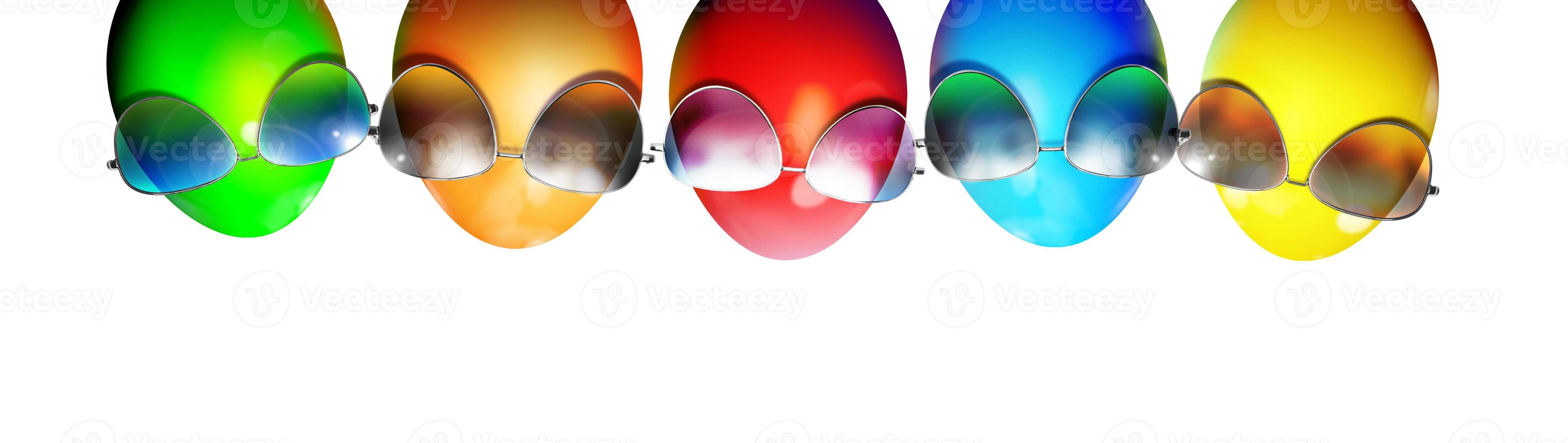 Beautiful Easter background with colorful Easter eggs photo