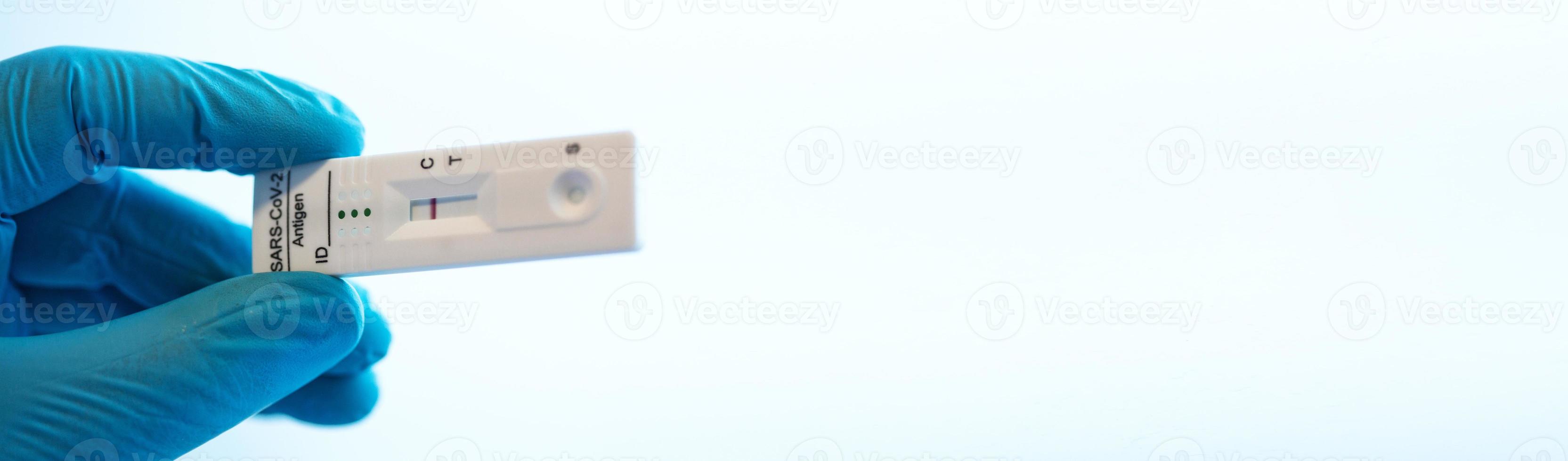 Negative test result by using rapid test device for COVID-19. photo