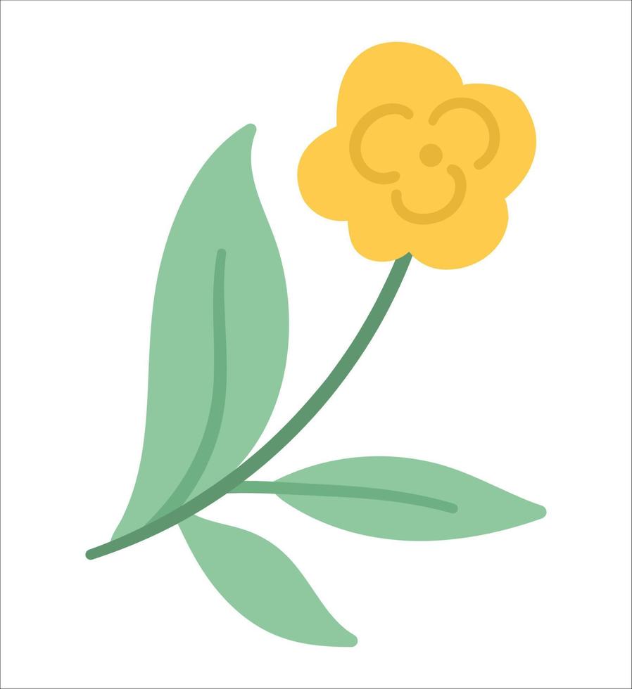 Vector yellow flower isolated on white background. Floral decorative element. Beautiful spring or summer clipart isolated on white background