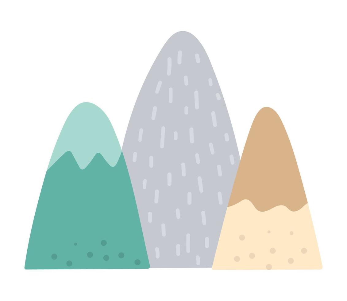 montañas de estilo bohemio vectorial. icono de rocas aislado sobre fondo blanco. vector