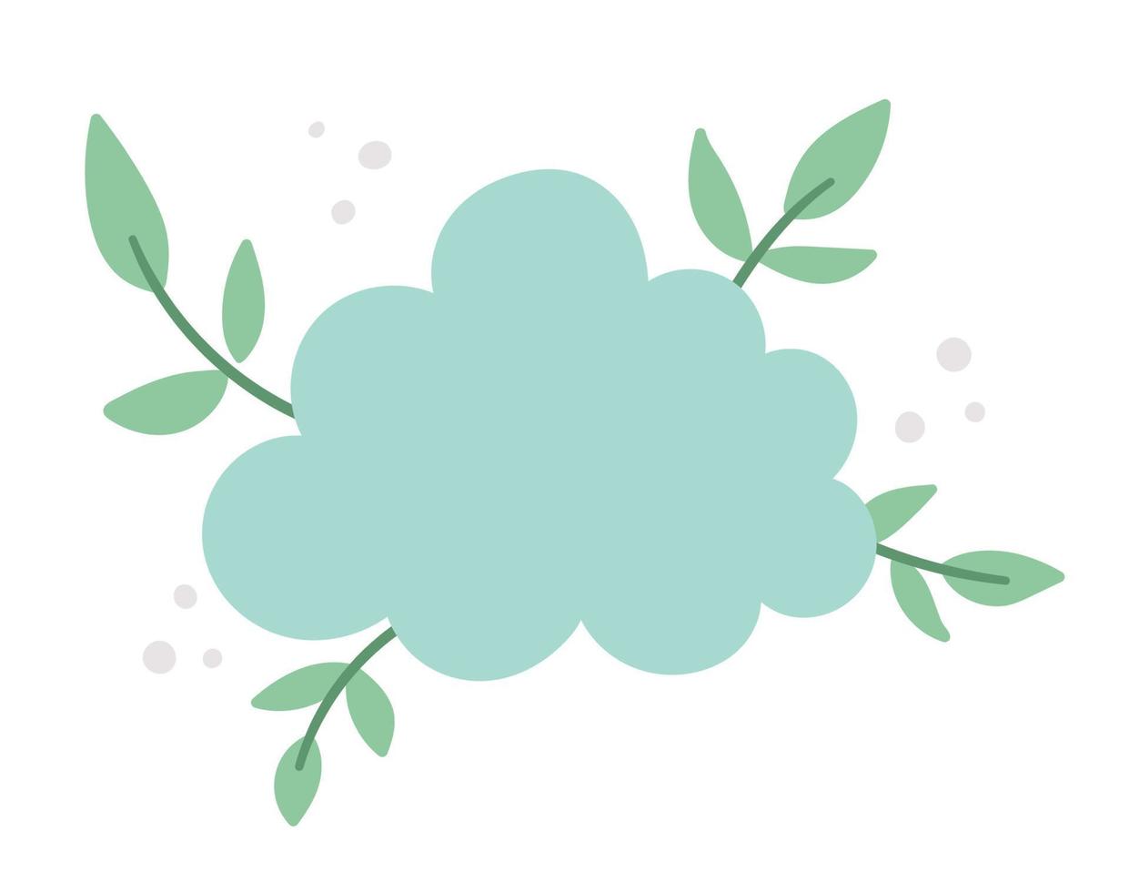 Vector cloud with leaves. Weather icon isolated on white background.