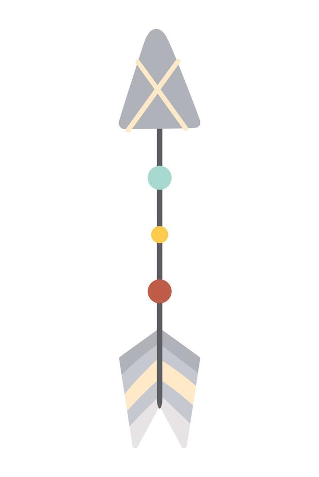 Vector bohemian style arrow. Cute boho folk symbol isolated on white background. Playful native American tribal icon.