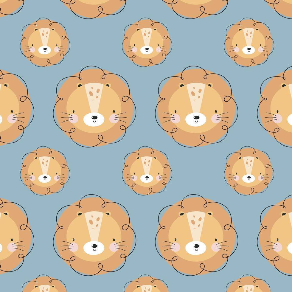 Pattern with Cute Lion. Illustration in vector. For greeting card, posters, banners, the card or stick, printing on the pack, printing on clothes, fabric, wallpaper. vector