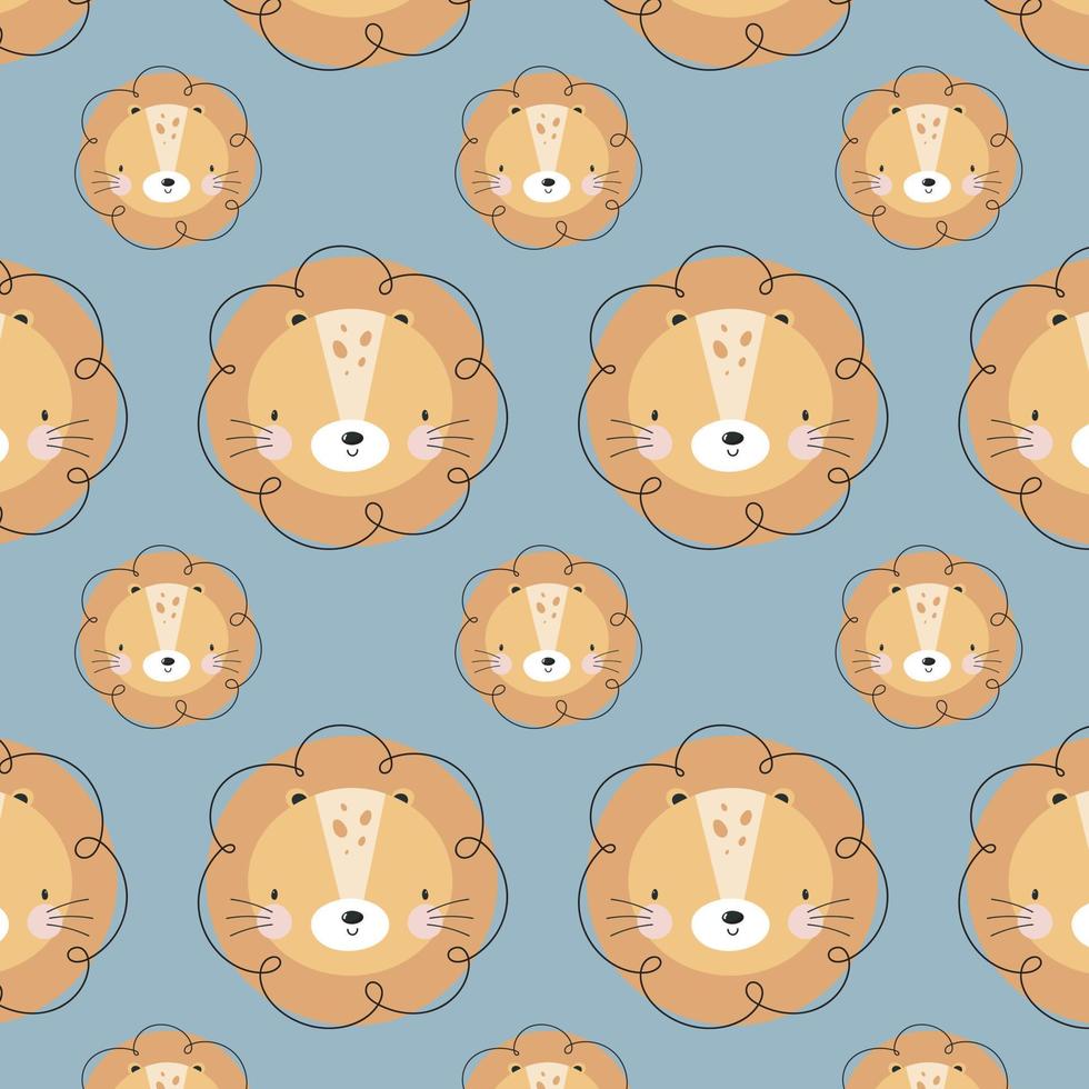 Pattern with Cute Lion. Illustration in vector. For greeting card, posters, banners, the card or stick, printing on the pack, printing on clothes, fabric, wallpaper. vector