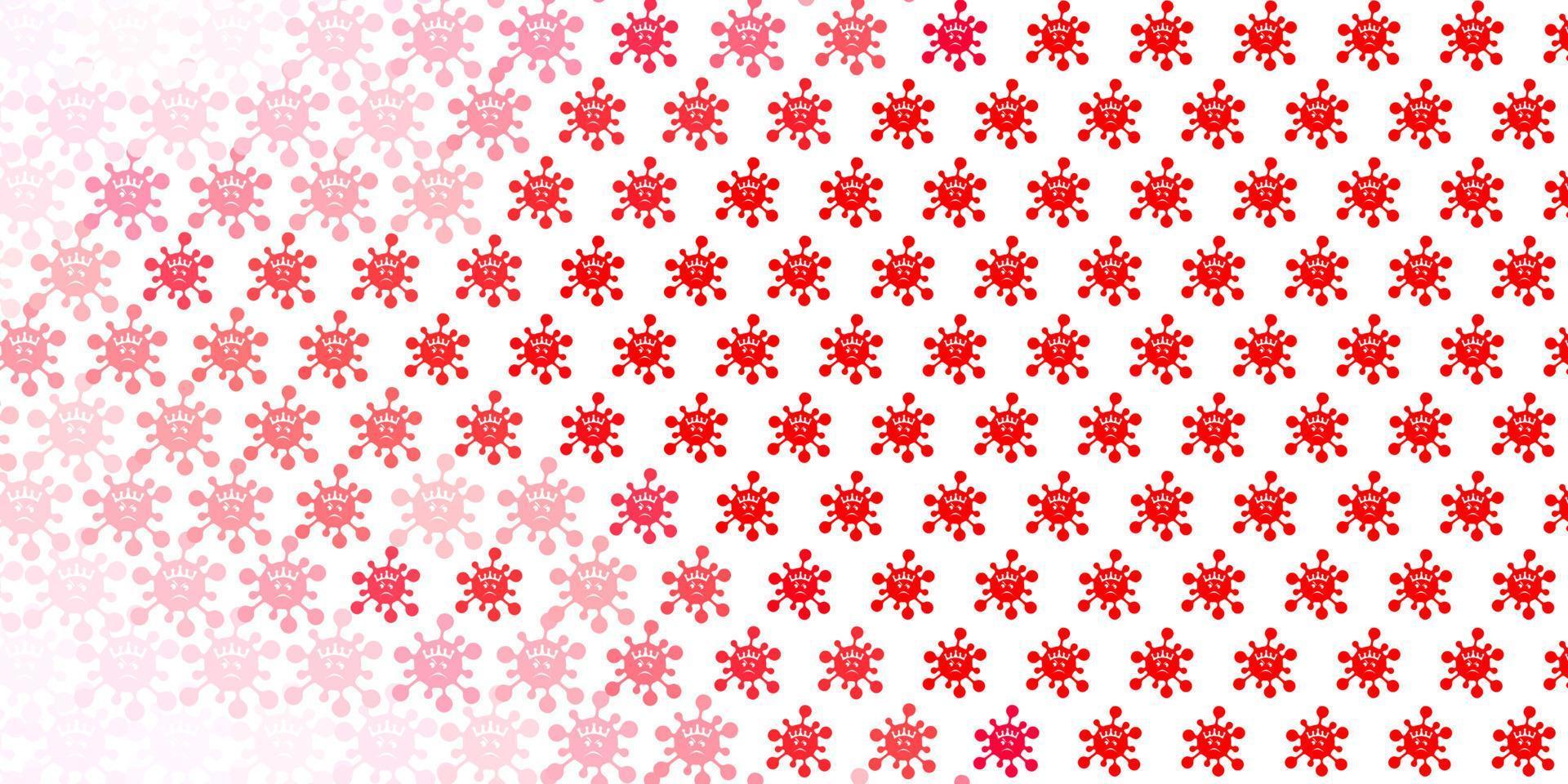 patrón de vector rojo claro con elementos de coronavirus.