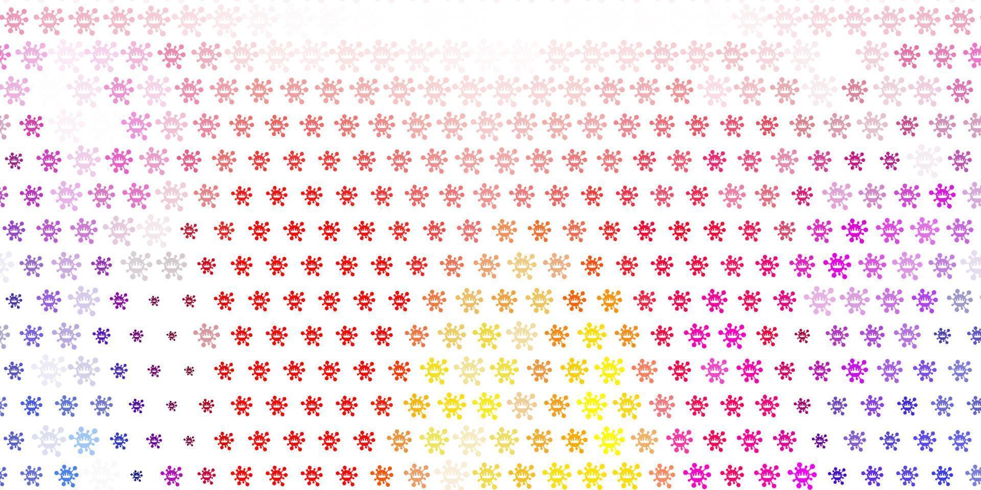 Light Red, Yellow vector background with covid-19 symbols.