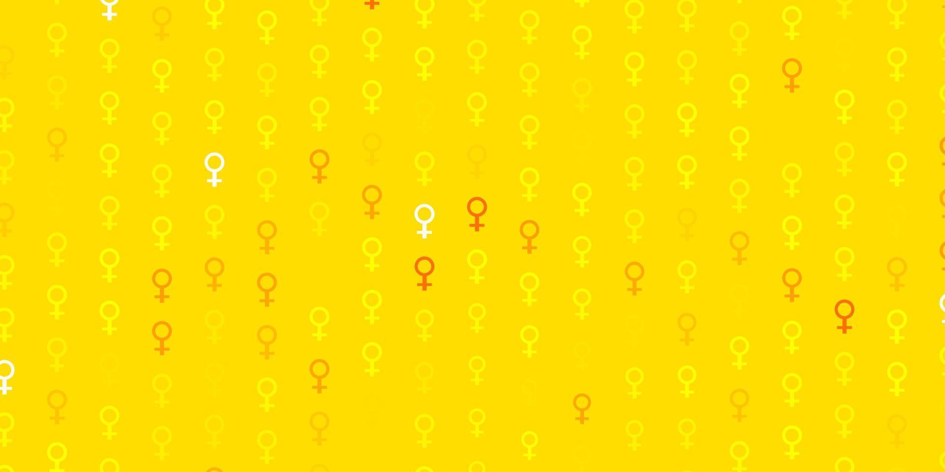 Light Yellow vector pattern with feminism elements.