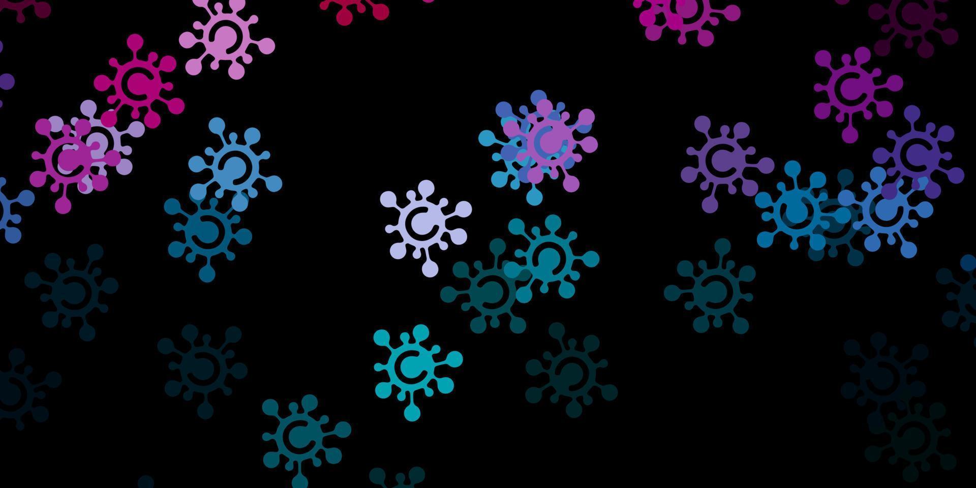 Dark blue, red vector texture with disease symbols.