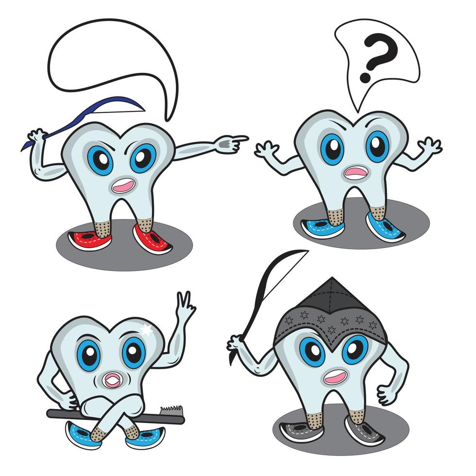 A set of tooth character in various pose vector