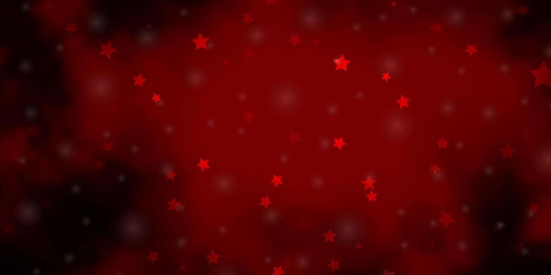 Fondo de vector rojo oscuro con estrellas pequeñas y grandes.