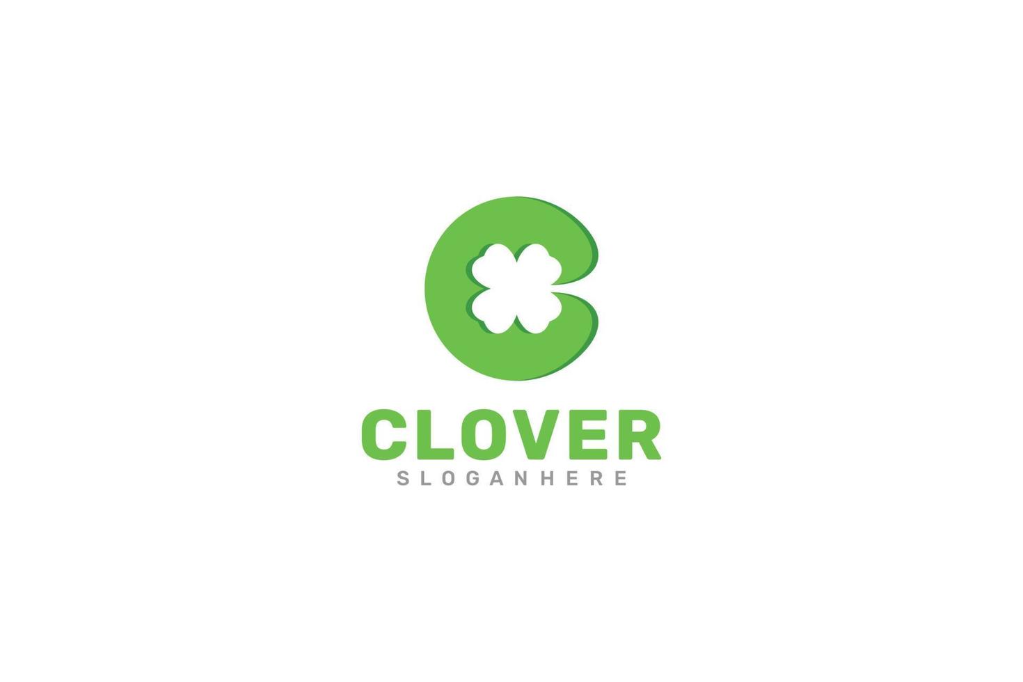 Letter C Clover Logo. Vector Design.