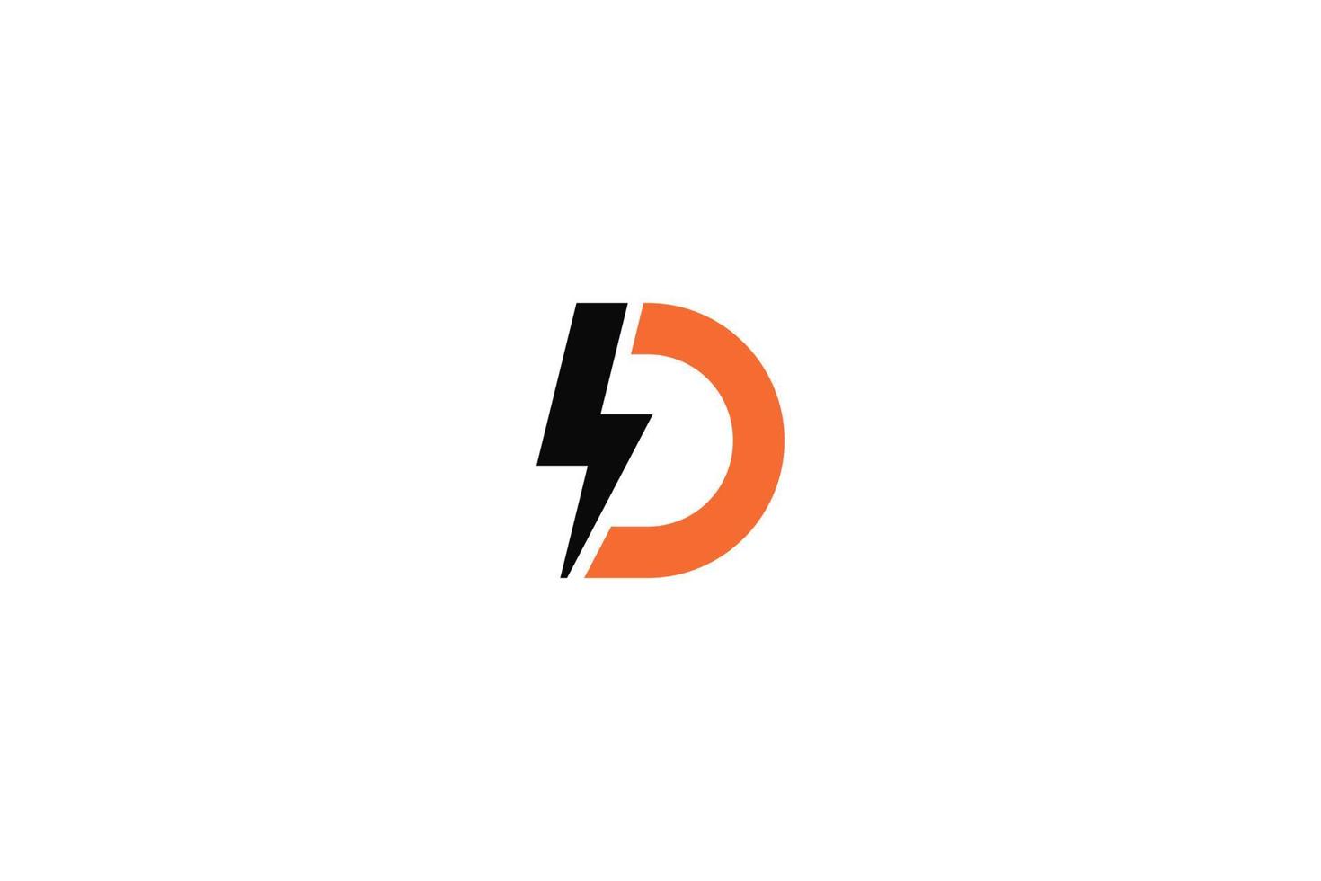 Letter D Thunder Logo. Vector Design.