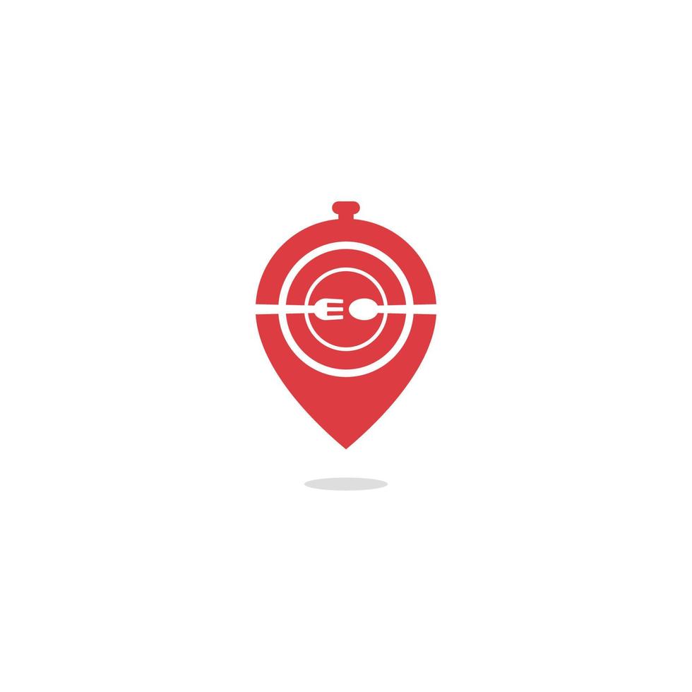 Map Point Food Logo. Vector Design.
