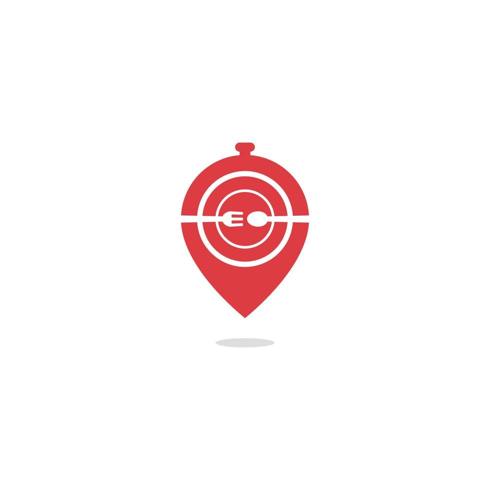 Map Point Food Logo. Vector Design.