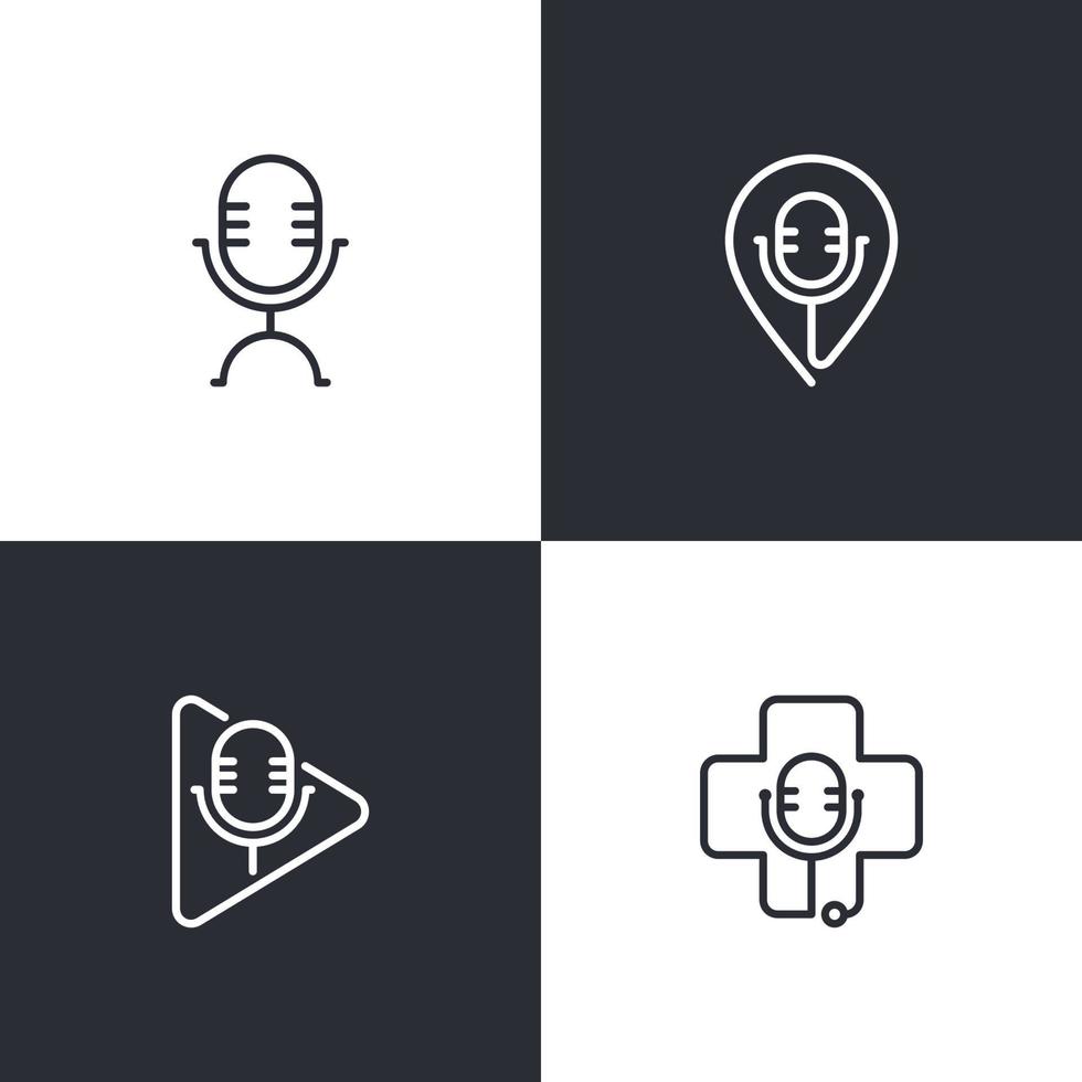 Podcast Logo Collection. Vector Design.