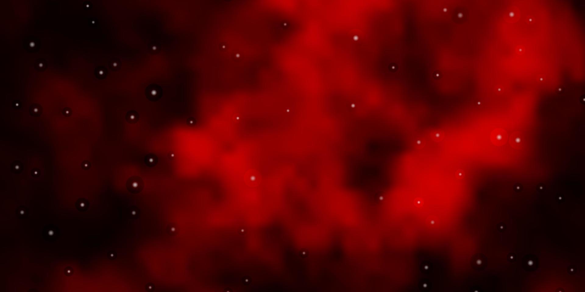 Fondo de vector rojo oscuro con estrellas de colores.