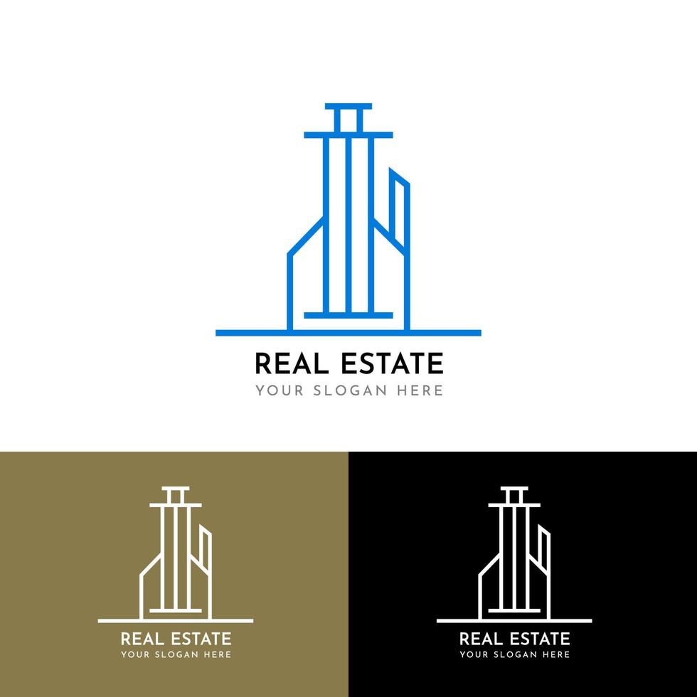 Simple outline real estate logo design vector