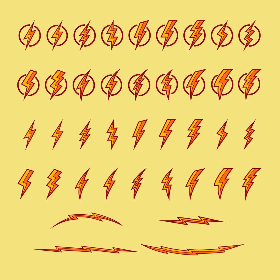 Set Of Iconic Lightning Bolt Energy Symbol vector