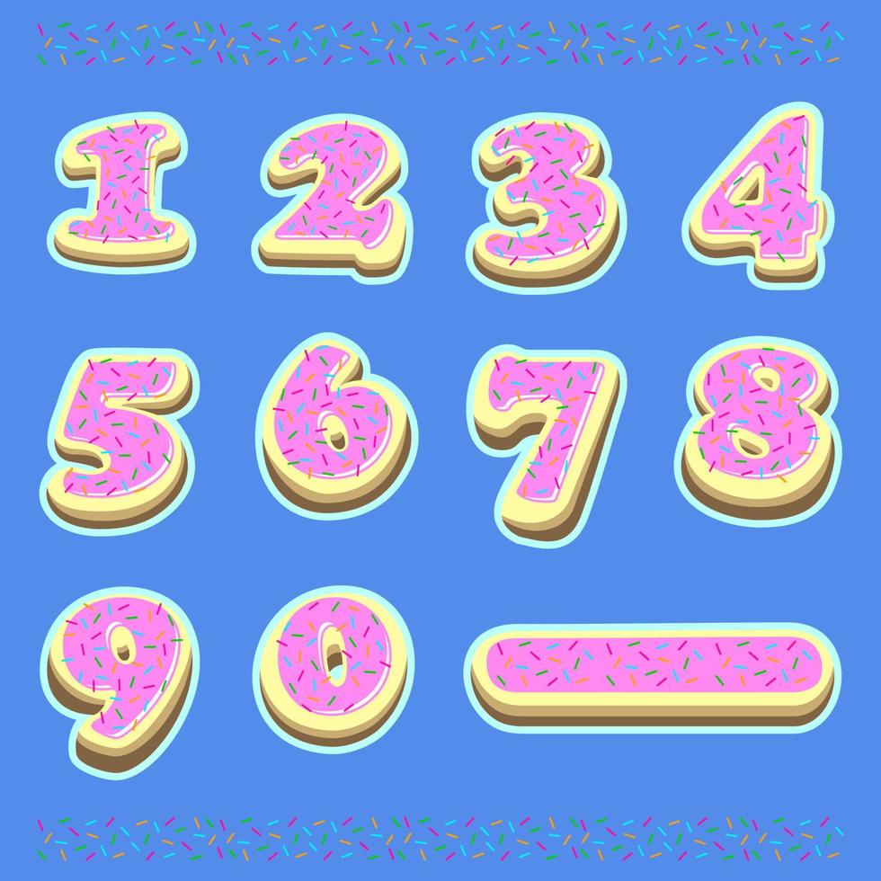 Set Numeric Donuts Illustration vector