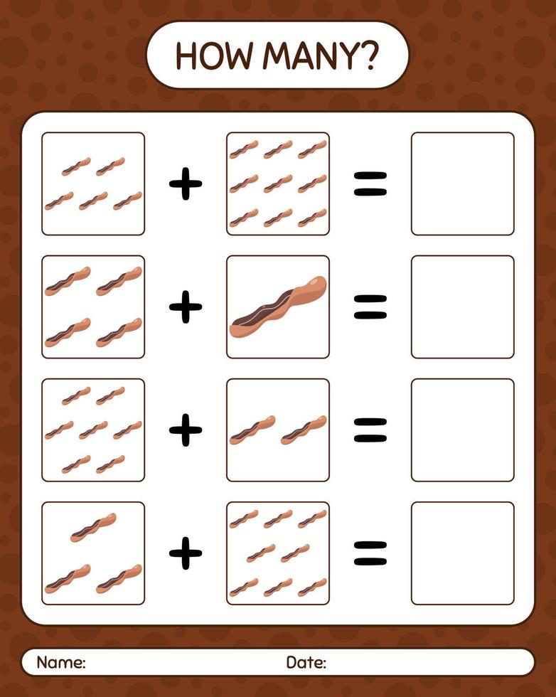 How many counting game with tamarind. worksheet for preschool kids, kids activity sheet, printable worksheet vector