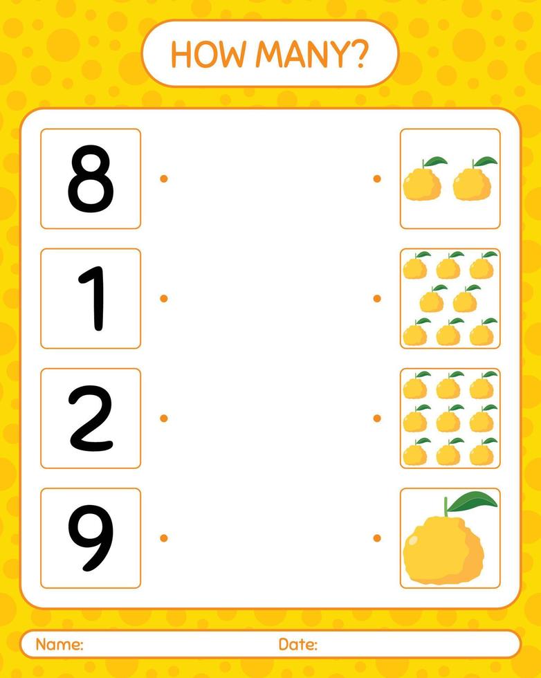 How many counting game with ugli. worksheet for preschool kids, kids activity sheet, printable worksheet vector