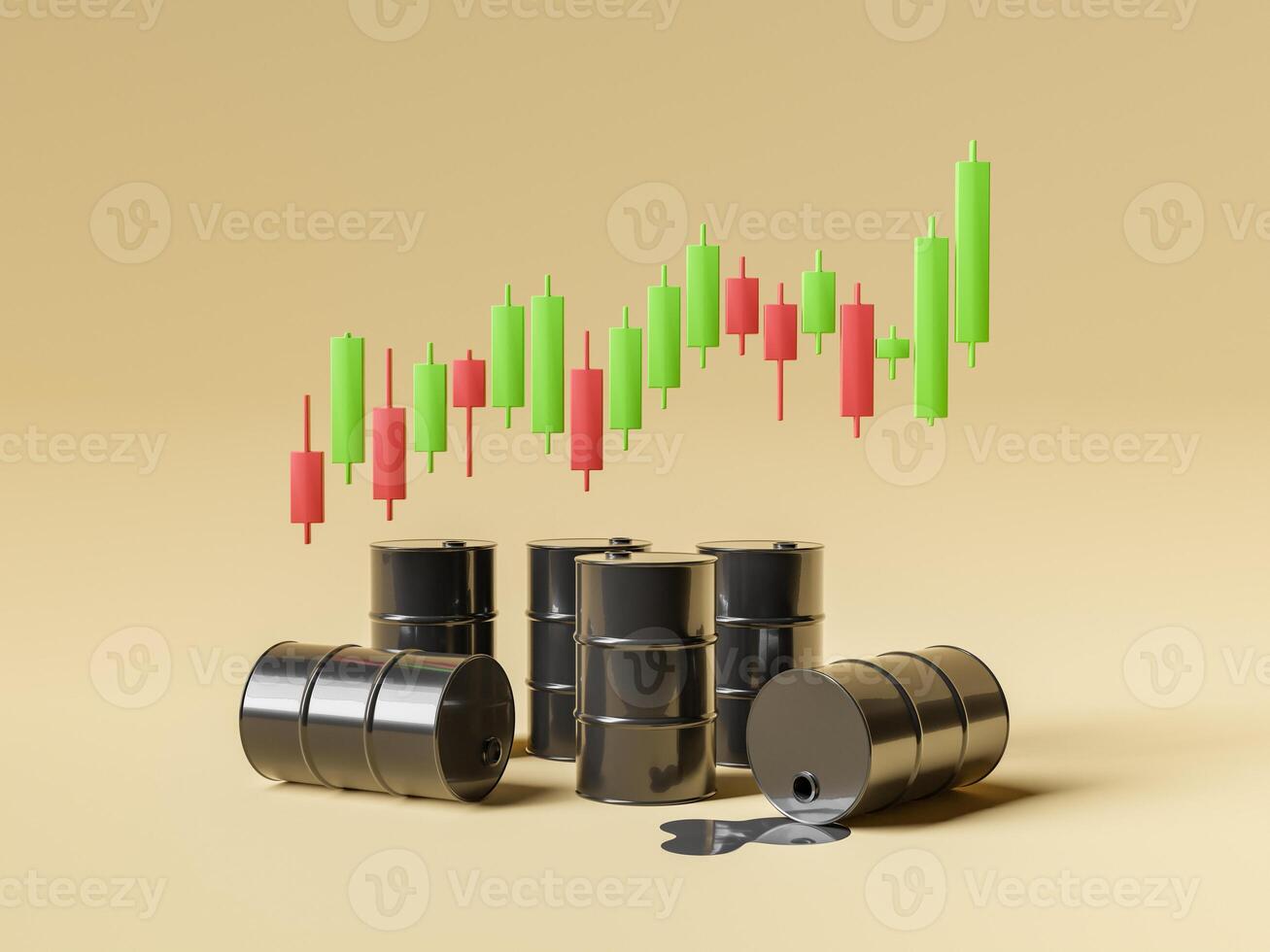 oil barrels with rising chart photo