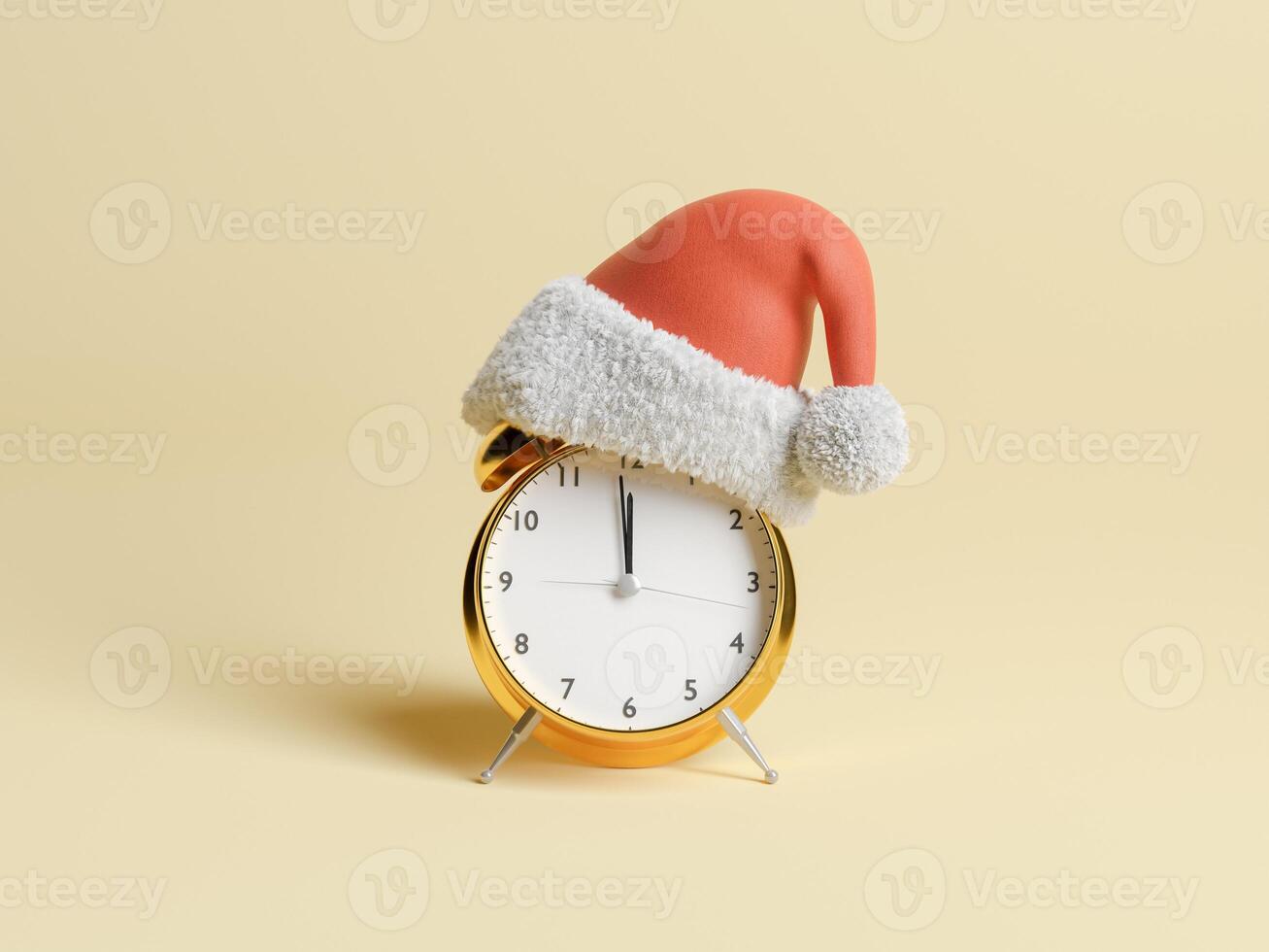 reloj despertador con sombrero de santa claus foto