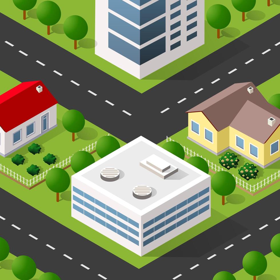 Lifestyle scene urban Isometric 3D illustration of a city vector