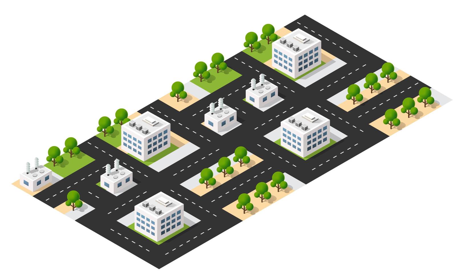 módulo de bloque 3d isométrico de la parte del distrito de la ciudad vector