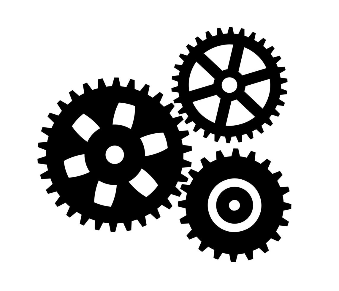 Single silhouette cogwheels mechanism automation clockwork icon vector