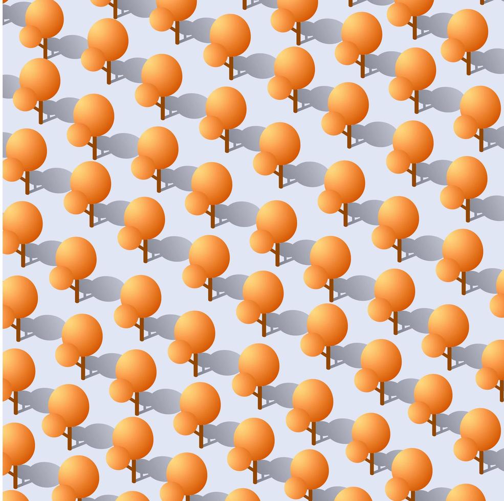 Isometric 3d park with a Orange tree of summer nature forest landscape vector