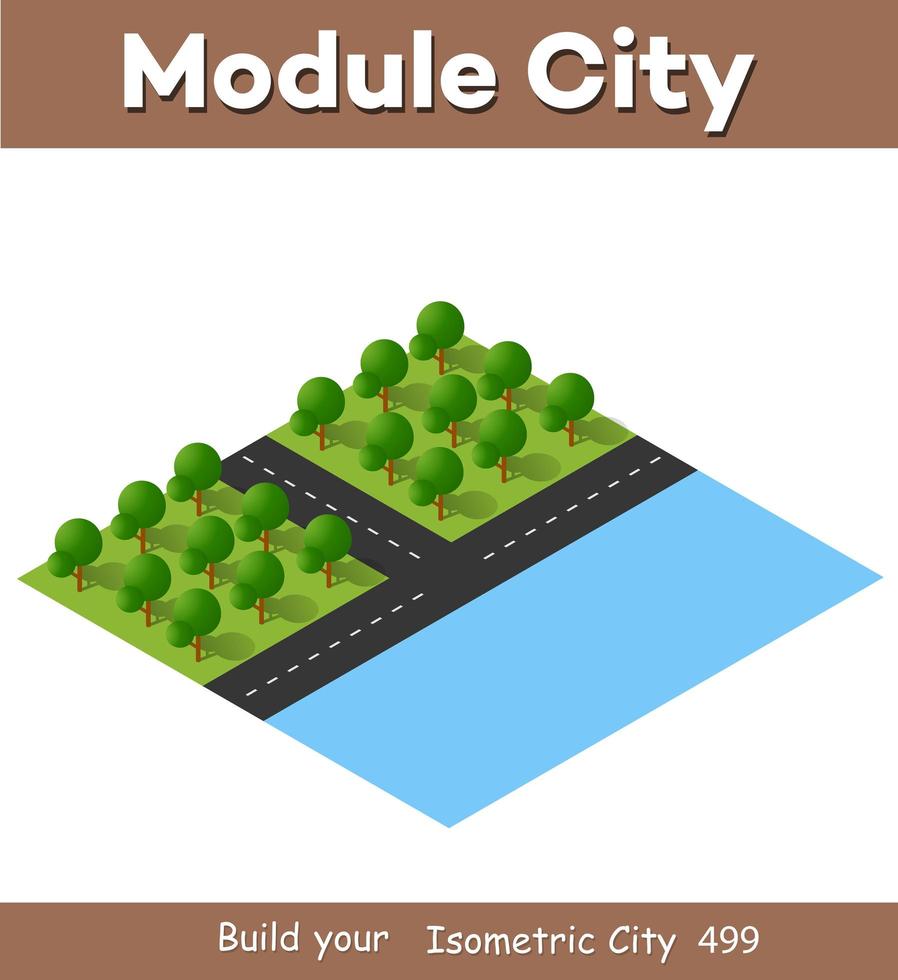 Isometric 3D illustration view from above to the Forest quarter vector