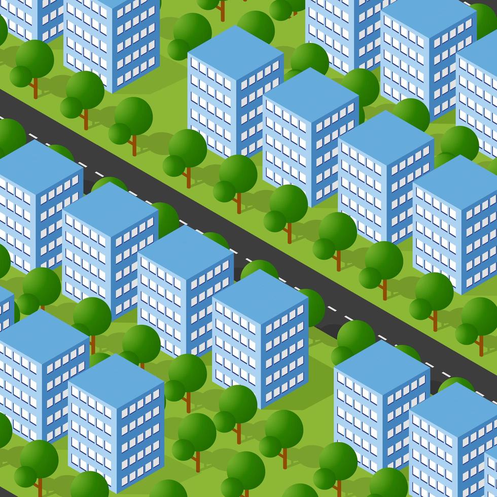 Isometric Purple blue view of the city vector