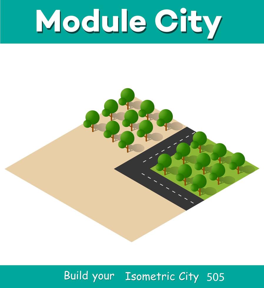 Isometric 3D illustration view from above to the Forest quarter vector