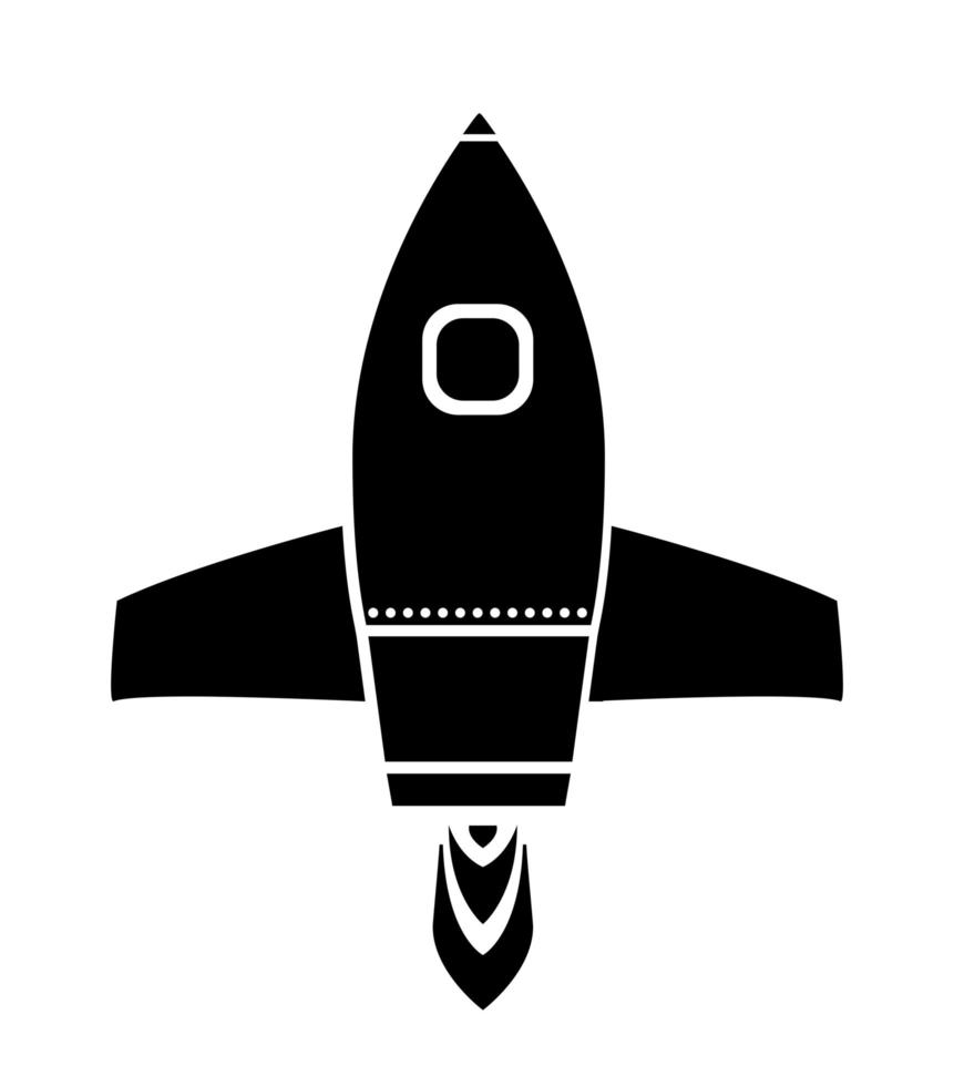 Single silhouette space rocket ship, isolated on white vector