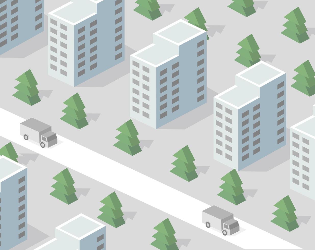 Isometric view of the city. Collection of houses 3D illustration vector