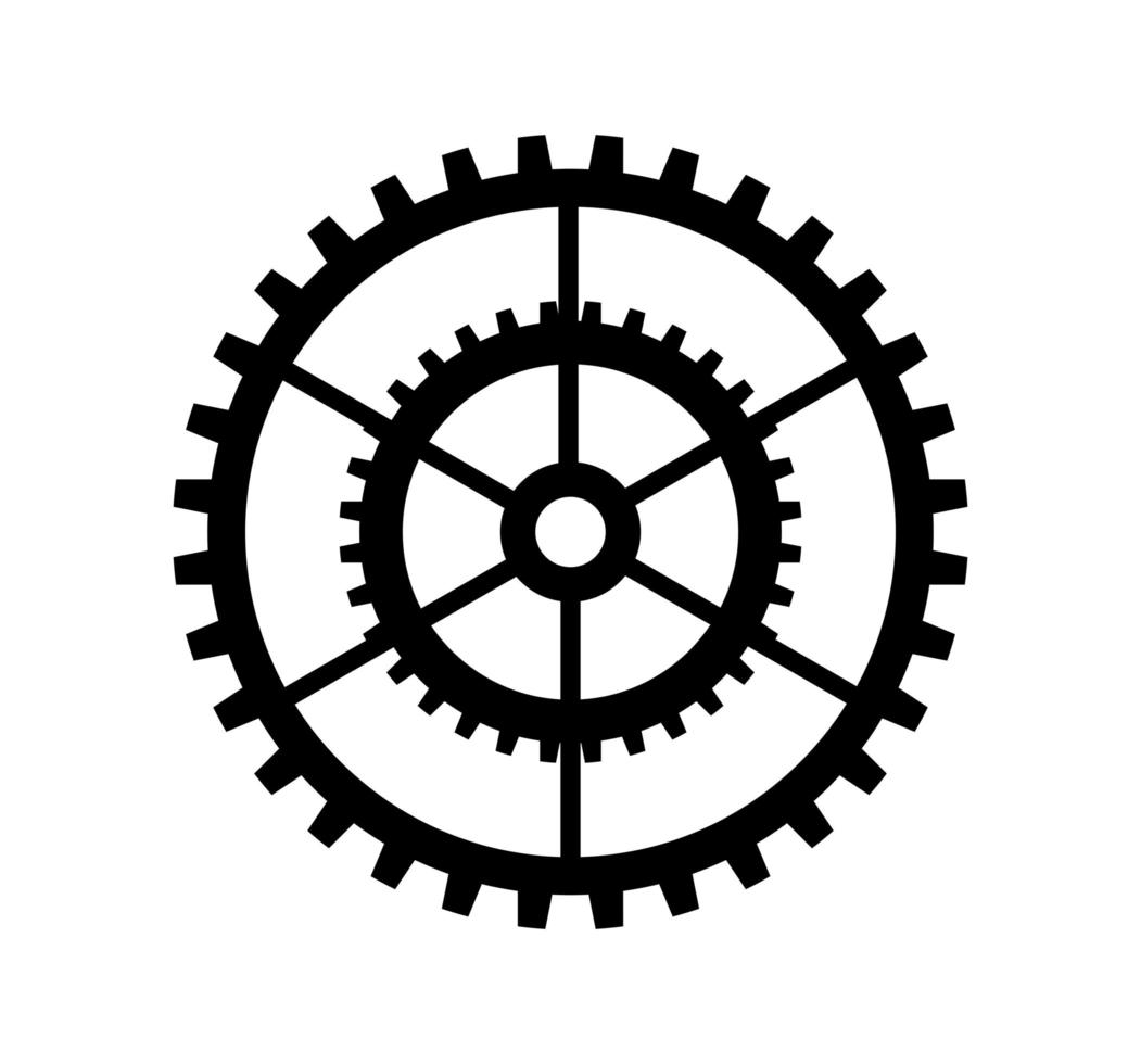 Single silhouette cogwheels mechanism automation clockwork icon vector