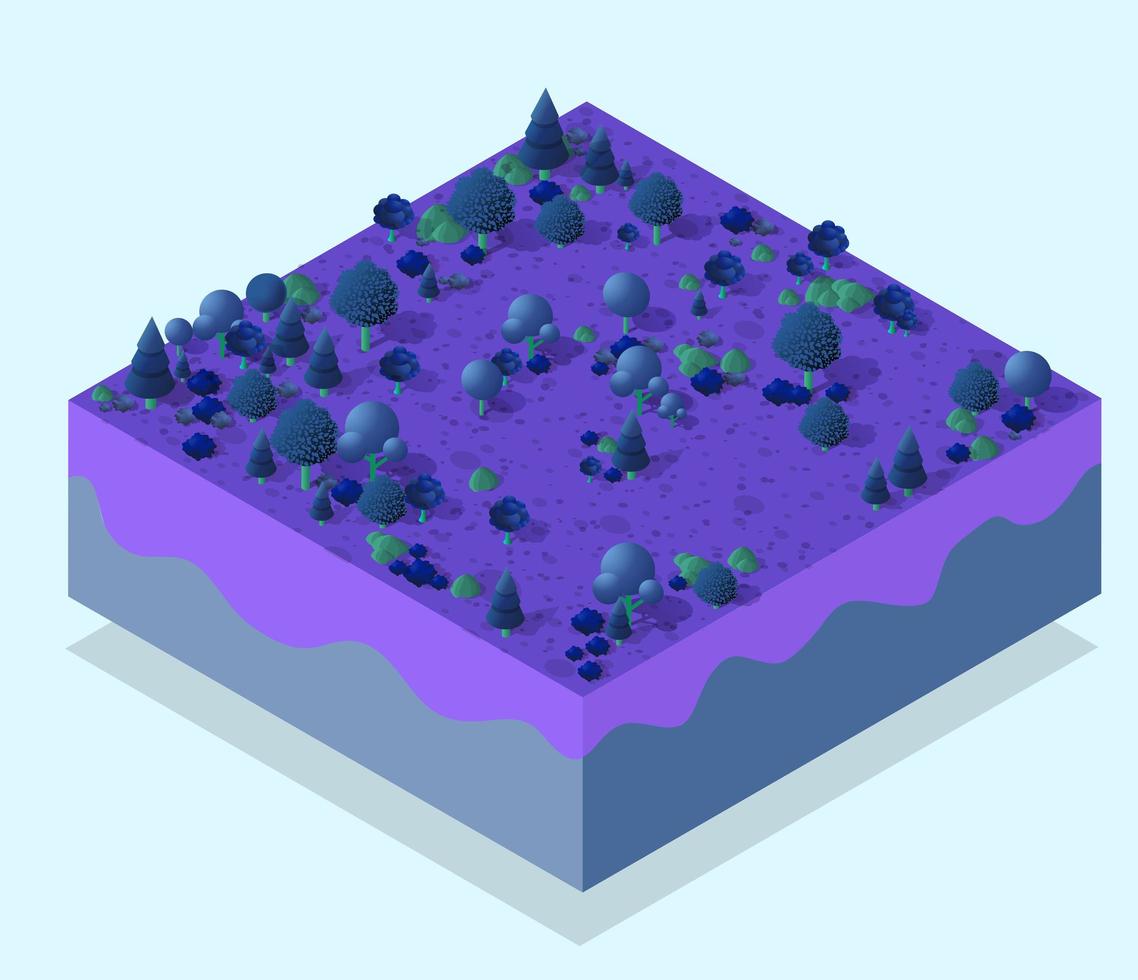 bosque granja resumen azul suelo capas geológicas y subterráneas vector