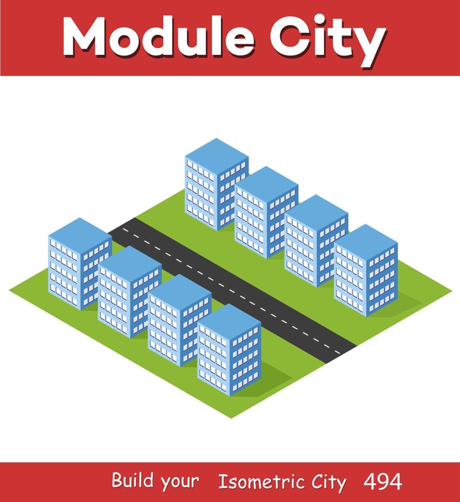 Isometric Collection of houses 3D illustration view of the city vector